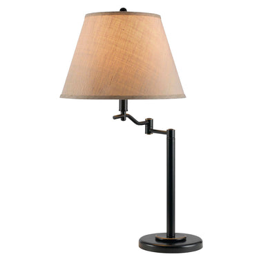 Metal Swing Arm Lamp With Off White Empire Shade